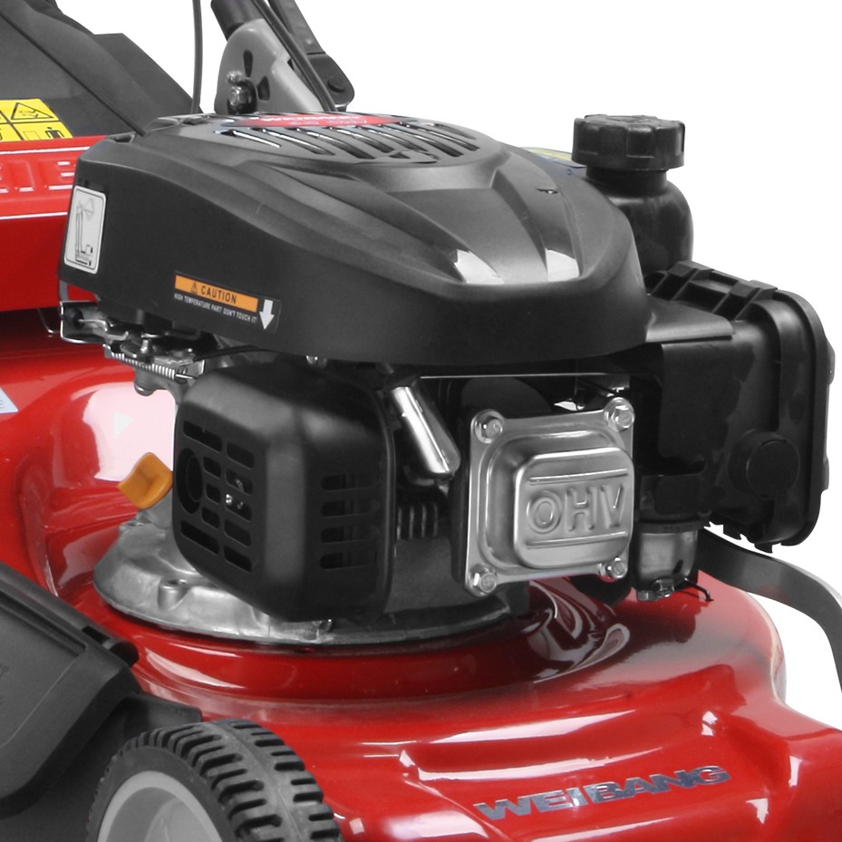 WEIBANG WB455SC 3IN1 PUSH LAWNMOWER close up image on engine